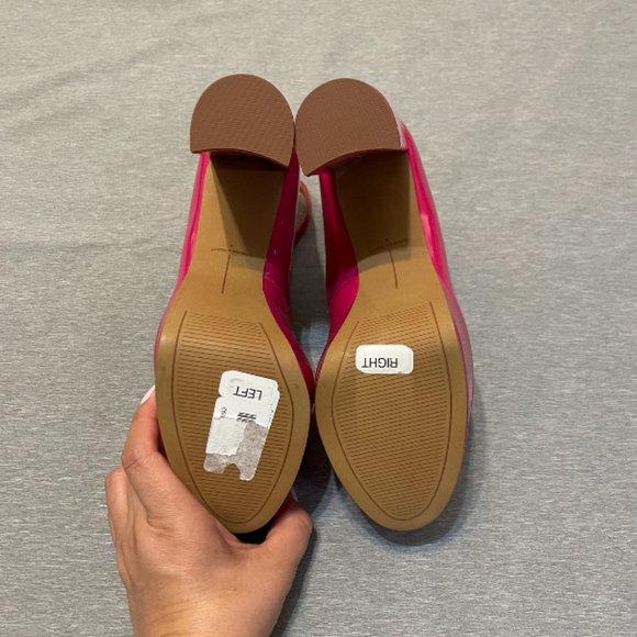 CHELSEA & VIOLET Pink Patente Platform. Ankle Strap. Size 8 - Picture 5 of 9